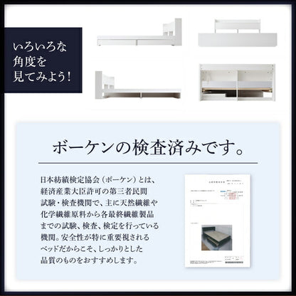【新商品】組立設置付き 棚・コンセント付収納ベッド Milliald ミリアルド スタンダードボンネルコイルマットレス付き クイーン 送料無料