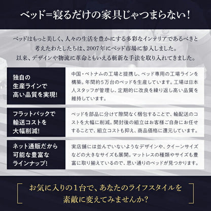 【新商品】組立設置付き 棚・コンセント付収納ベッド Milliald ミリアルド スタンダードボンネルコイルマットレス付き クイーン 送料無料