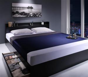 【新商品】棚・コンセント付収納ベッド Milliald ミリアルド プレミアムボンネルコイルマットレス付き ダブル 送料無料