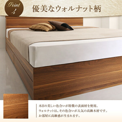 【新商品】組立設置付き 棚・コンセント付収納ベッド Irvine アーヴァイン プレミアムボンネルコイルマットレス付き クイーン 送料無料