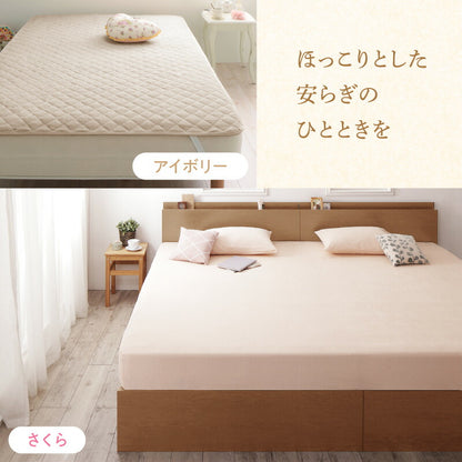 【新商品】2台を包むファミリーサイズ 年中快適100%コットンタオルのパッド・シーツ Cotie コティエ キルトケット クイーン 送料無料