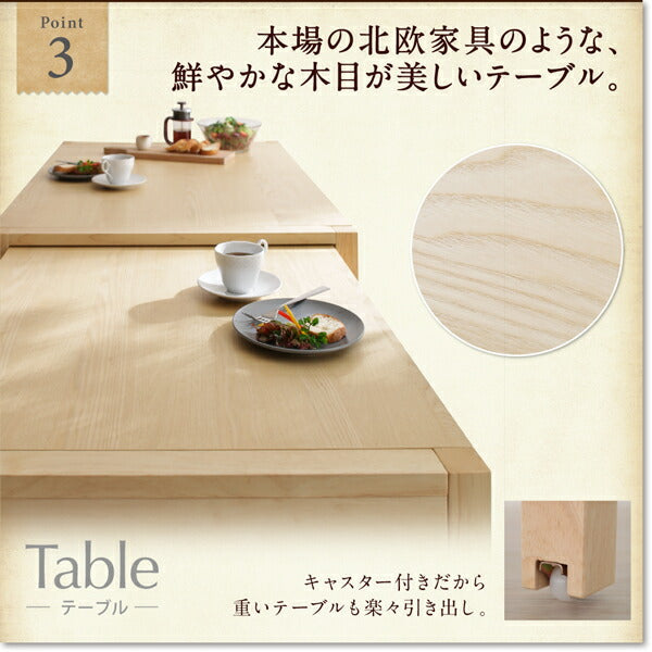 【新商品】組立設置付き 回転イス付き　北欧スライド伸縮ダイニングテーブルセット Joseph ヨセフ 4点セット(テーブル+チェア2脚+ベンチ1脚) W120-200 送料無料