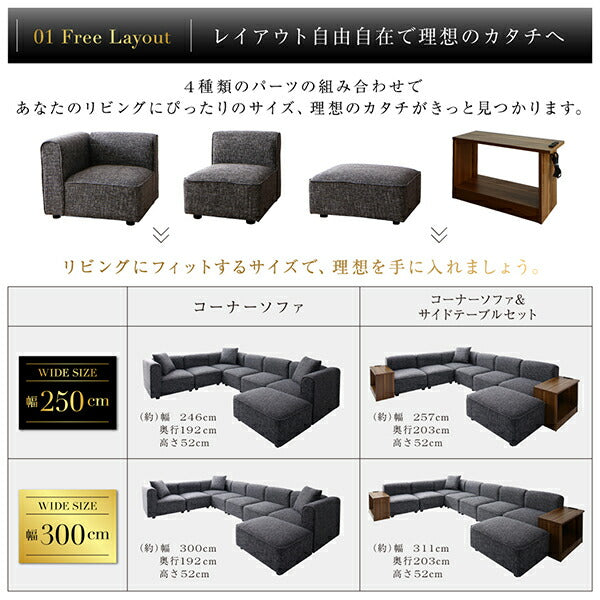 【新商品】レイアウト自由自在大型L字モダンデザインコーナーソファ ELTREAT エルトリート ソファ 肘なし 1P 送料無料