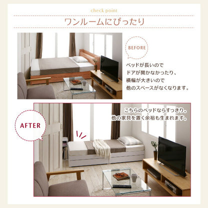 【新商品】組立設置付き コンパクト収納ベッド CS コンパクトスモール 薄型スタンダードボンネルコイルマットレス付き シングル ショート丈 送料無料