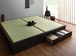 【新商品】お客様組立 大型ベッドサイズの引出収納付き 選べる畳の和モダンデザイン小上がり 夢水花 ユメミハナ い草畳 クイーン 送料無料