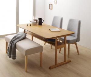 【新商品】回転イス付き　北欧デザイン2本脚ダイニングテーブルセット woda ヴォダ 4点セット(テーブル+チェア2脚+ベンチ1脚) W150 送料無料