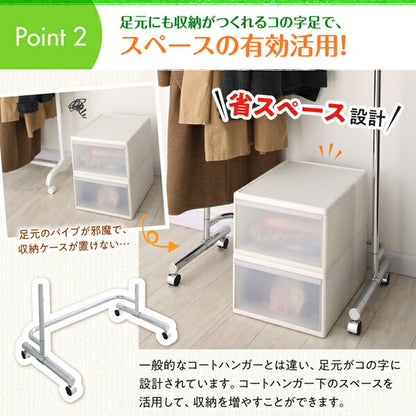 【新商品】足元に収納ケースが置ける頑丈コートハンガー ダブルバー オールクロムメッキ仕上げ 送料無料