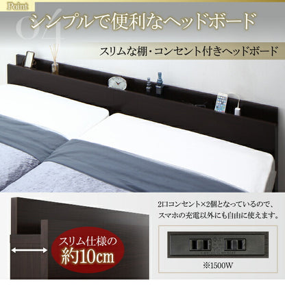 【新商品】組立設置付 大型跳ね上げすのこベッド S-Breath エスブレス 薄型スタンダードポケットコイルマットレス付き 縦開き クイーン(SS×2) グランド 送料無料