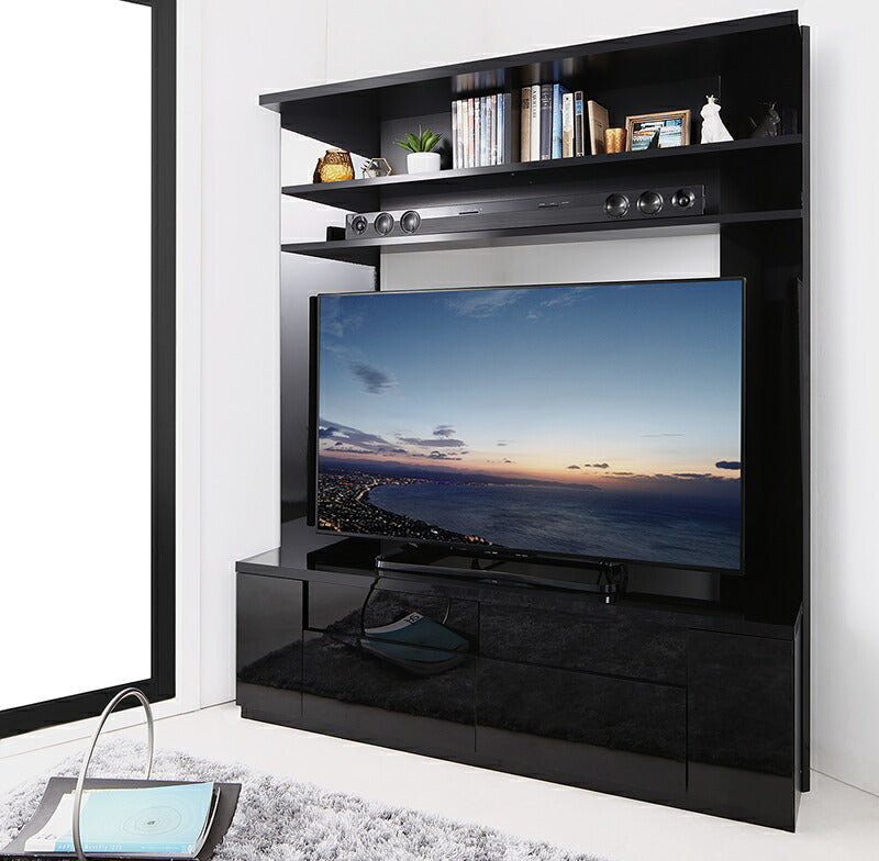 【新商品】鏡面仕上げ　大型テレビ対応ハイタイプコーナーテレビボード Prelumo プレルモ 送料無料
