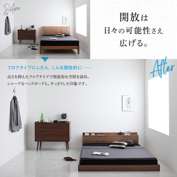 【新商品】組立設置付き 新生活おすすめの10億円売れたフロアベッドシリーズ スタンダードボンネルコイルマットレス付き 棚・コンセント付 シングル 送料無料