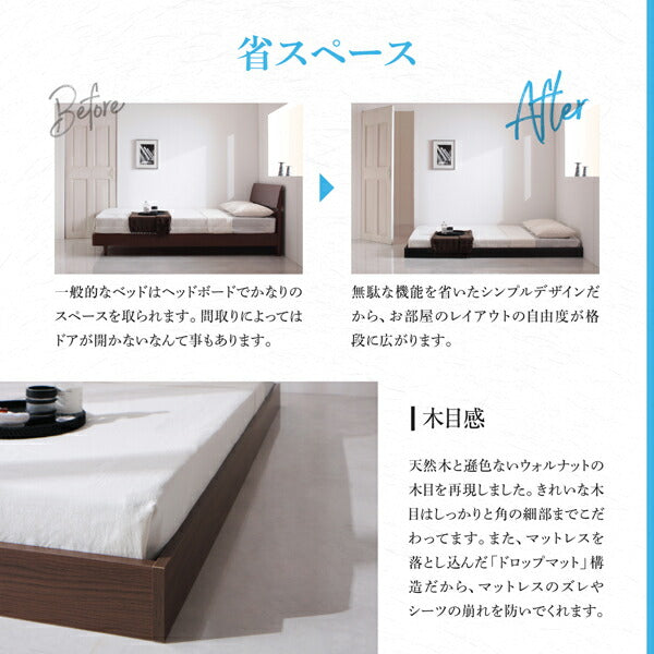 【新商品】組立設置付き 新生活おすすめの10億円売れたフロアベッドシリーズ スタンダードボンネルコイルマットレス付き ヘッドレス ダブル 送料無料