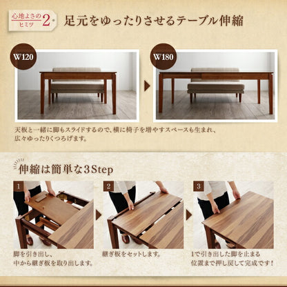 【新商品】高さ調節可能ポケットコイル大型リビングダイニングセット Adolf アドルフ 5点セット(テーブル+2Pソファ2脚+1Pソファ1脚+コーナーソファ1脚) W120-180 送料無料