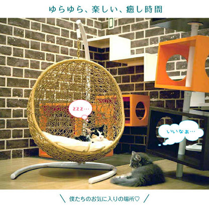 【新商品】ペットにぴったり ミニチュアサイズのラタン調ハンギングチェアベッド Petmock ペットモック 送料無料
