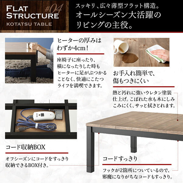 【新商品】古木風ヴィンテージデザインこたつ Nostalwood　FK ノスタルウッド　エフケー こたつ2点セット(テーブル＋掛布団) 長方形(75×105cm) 送料無料