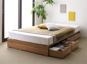 【新商品】布団で寝られる大容量収納ベッド Semper センペール 薄型スタンダードポケットコイルマットレス付き 引出し4杯 ロータイプ セミダブル 送料無料