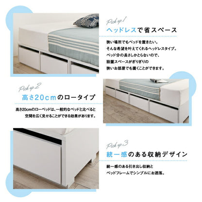 【新商品】選べる引出収納付きシンプルデザインローベッド Menoce メノーチェ ベッドフレームのみ 引き出しなし セミダブル 送料無料