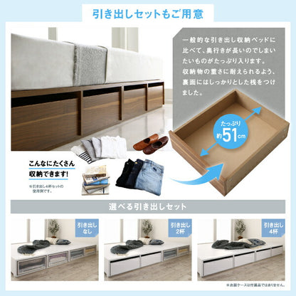 【新商品】選べる引出収納付きシンプルデザインローベッド Menoce メノーチェ ベッドフレームのみ 引き出しなし セミダブル 送料無料