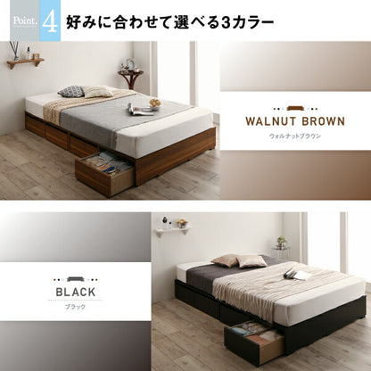 【新商品】選べる引出収納付きシンプルデザインローベッド Menoce メノーチェ スタンダードボンネルコイルマットレス付き 引き出し4杯 セミダブル 送料無料
