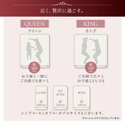 モダンライト・コンセント付き大型ローベッド スタンダードボンネルコイルマットレス付き クイーン 送料無料