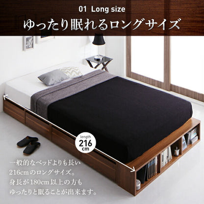 【新商品】組立設置付き 衣装ケースも入る大容量デザイン収納ロングサイズベッド Daryl-long ダリル・ロング 引き出しなし シングル ロング丈 送料無料