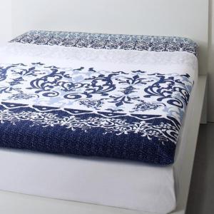 【新商品】綿100%やわらか肌触りのしわになりにくい リゾートデザインカバーリング Brise de mer series La mer ラメール 和式用フィットシーツ ダブル 送料無料