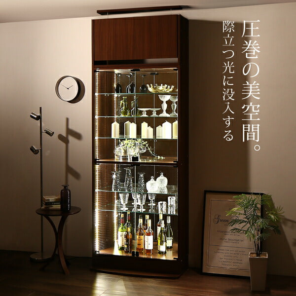 【新商品】背面ミラー付き壁面コレクション収納 本体 上置きハイタイプ付き 幅83.1 高さ241～274 送料無料