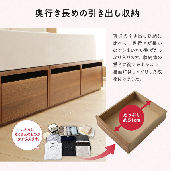 【新商品】お客様組立 シェルフ棚・引出収納付きベッドとしても使えるフローリング調デザイン小上がり ひだまり ワイドK200 送料無料