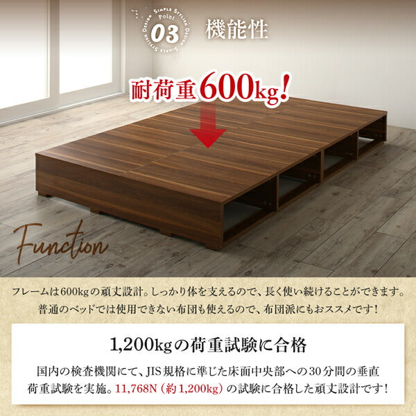 【新商品】布団で寝られる　おしゃれなヴィンテージ・モダン風　引き出し収納バイカラーベッド 国産カバーポケットコイルマットレス付き 引き出し4杯 セミダブル 送料無料