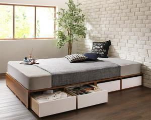 【新商品】組立設置付き 布団で寝られる　おしゃれなヴィンテージ・モダン風　引き出し収納バイカラーベッド プレミアムボンネルコイルマットレス付き 引き出し4杯 シングル 送料無料