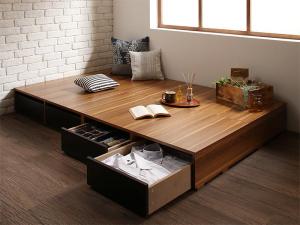 【新商品】組立設置付き 布団で寝られる　おしゃれなヴィンテージ・モダン風　引き出し収納バイカラーベッド ベッドフレームのみ 引き出し4杯 シングル 送料無料