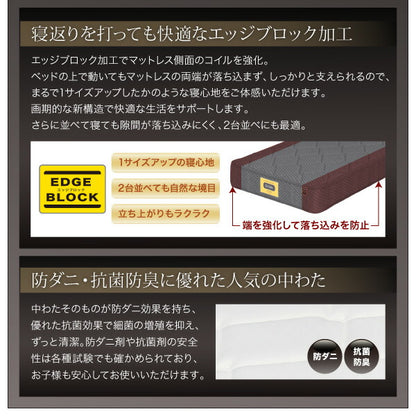 高級ウォルナット材ツインベッド Fidelio フィデリオ プレミアム国産ハードポケットコイルマットレス付き ツイン（SD×2） 送料無料