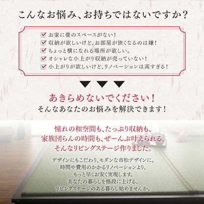 【新商品】日本製 収納付きデザイン畳リビングステージ そよ風 そよかぜ 畳ボックス収納 180×180cm ロータイプ 送料無料