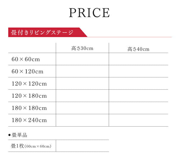 国産　収納付きデザイン美草畳リビングステージ 風凛 フーリン 畳ボックス収納 180×180cm ハイタイプ 送料無料