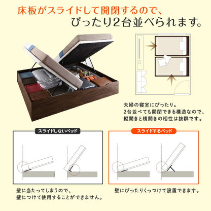 【新商品】お客様組立 通気性抜群  跳ね上げすのこベッド Cehack セアック ベッドフレームのみ 横開き セミダブル 深さラージ 送料無料