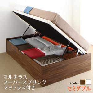 【新商品】お客様組立 通気性抜群  跳ね上げすのこベッド Cehack セアック マルチラススーパースプリングマットレス付き 横開き セミダブル 深さラージ 送料無料
