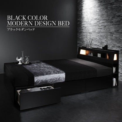 【新商品】組立設置付き ブラックモダンベッド EXCLAM‐B　♯2 エクスクラム・ビー　ナンバーツー ボンネルコイルマットレスセット ダブル 送料無料