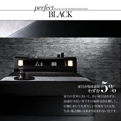 【新商品】組立設置付き ブラックモダンベッド EXCLAM‐B　♯2 エクスクラム・ビー　ナンバーツー ボンネルコイルマットレスセット ダブル 送料無料