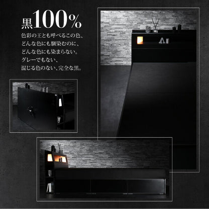 【新商品】組立設置付き ブラックモダンベッド EXCLAM‐B　♯2 エクスクラム・ビー　ナンバーツー ポケットコイルマットレスセット ダブル 送料無料