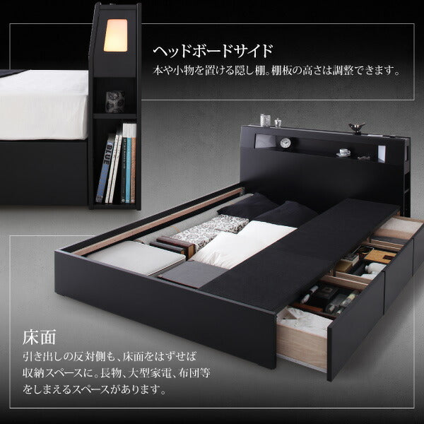 【新商品】組立設置付き ブラックモダンベッド EXCLAM‐B　♯2 エクスクラム・ビー　ナンバーツー ボンネルコイルマットレスセット ダブル 送料無料