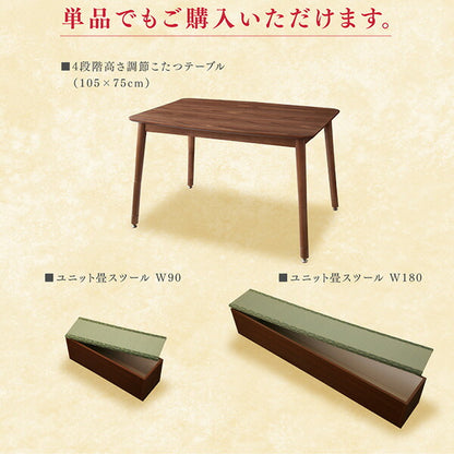 【新商品】収納付きユニット畳掘りごたつシリーズ こたつテーブル 長方形(75×105cm) 送料無料