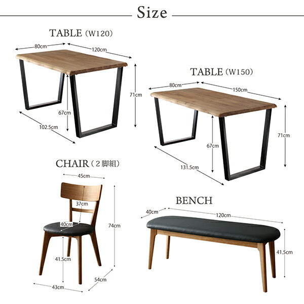 【新商品】組立設置付き 天然木オーク無垢材モダンデザインダイニング Cartysue カーティス 5点セット(テーブル+チェア4脚) W120 送料無料