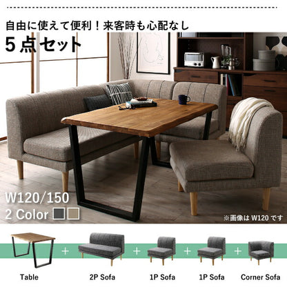 【新商品】年中快適 北欧モダンデザイン リビングダイニングセット Laven レーヴン 4点セット(テーブル+2Pソファ1脚+1Pソファ1脚+コーナーソファ1脚) W120 送料無料