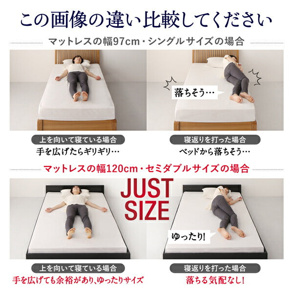 【新商品】ワンルーム コンパクト おしゃれ セミダブル シンプル フロア ローベッド HIRO ヒロ  マルチラススーパースプリングマットレス付き セミダブル 送料無料