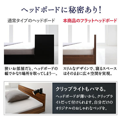 【新商品】ワンルーム コンパクト おしゃれ セミダブル シンプル フロア ローベッド HIRO ヒロ  マルチラススーパースプリングマットレス付き セミダブル 送料無料