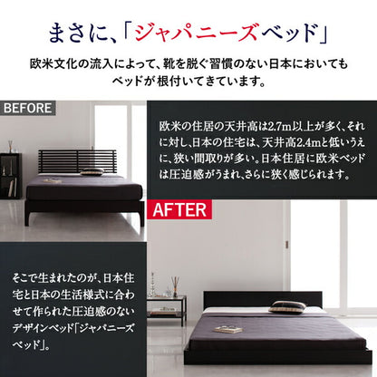 【新商品】ワンルーム コンパクト おしゃれ セミダブル シンプル フロア ローベッド HIRO ヒロ  マルチラススーパースプリングマットレス付き セミダブル 送料無料