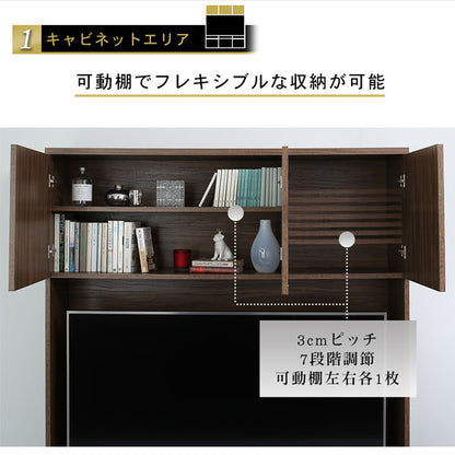 【新商品】ハイタイプテレビボードシリーズ Glass line グラスライン 3点セット(テレビボード+キャビネット×2) 木扉 送料無料