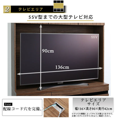 【新商品】ハイタイプテレビボードシリーズ Glass line グラスライン 3点セット(テレビボード+キャビネット×2) 木扉 送料無料