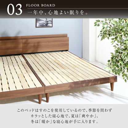 【新商品】組立設置付き 棚・コンセント付きデザインすのこベッド Alcester オルスター マルチラススーパースプリングマットレス付き ダブル 送料無料