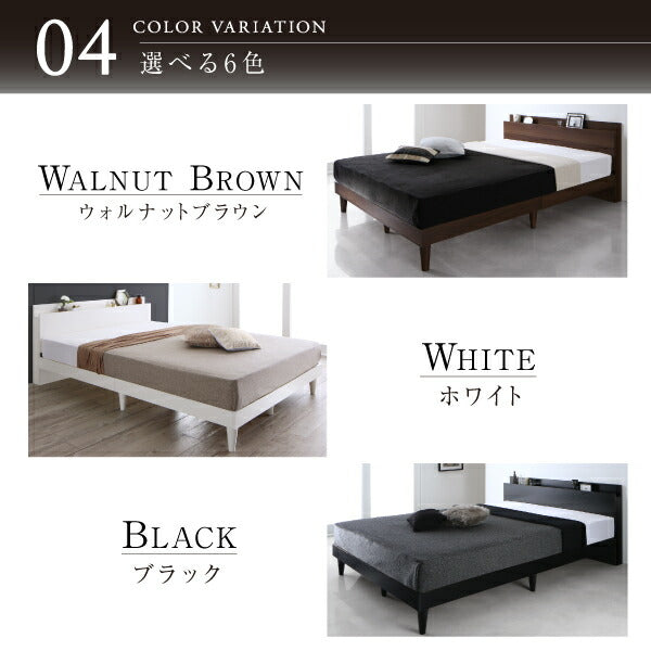 【新商品】棚・コンセント付きデザインすのこベッド Alcester オルスター 国産カバーポケットコイルマットレス付き ダブル 送料無料