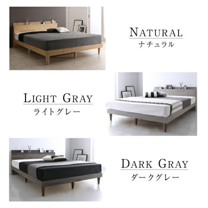 組立設置付き 棚・コンセント付きデザインすのこベッド Alcester オルスター 国産カバーポケットコイルマットレス付き セミダブル 送料無料